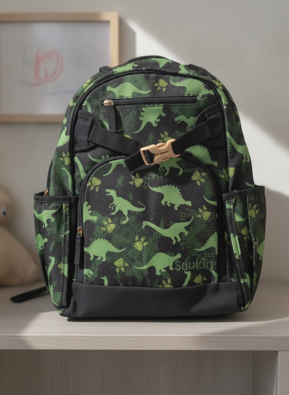 Sawkig Dino Camo Backpack Green Blue Canvas